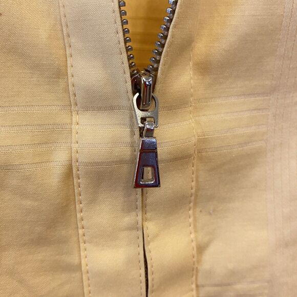 Sag Harbor 3/4 Sleeve Blouse Zip Front Yellow Cotton Spandex Preppy Size 14 - Picture 4 of 9